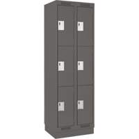 Clean Line Lockers, 3 -tier, Bank of 2, 24" x 18" x 76", Steel, Charcoal, Rivet (Assembled) EastCoast Offshore Supplies
