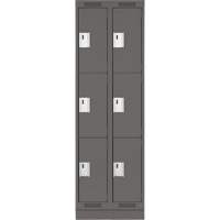 Clean Line Lockers, 3 -tier, Bank of 2, 24" x 18" x 76", Steel, Charcoal, Rivet (Assembled) EastCoast Offshore Supplies