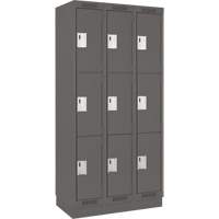 Clean Line Lockers, 3 -tier, Bank of 3, 36" x 18" x 76", Steel, Charcoal, Rivet (Assembled) EastCoast Offshore Supplies