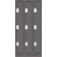 Clean Line Lockers, 3 -tier, Bank of 3, 36" x 18" x 76", Steel, Charcoal, Rivet (Assembled) EastCoast Offshore Supplies
