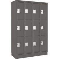 Clean Line Lockers, 3 -tier, Bank of 4, 48" x 18" x 76", Steel, Charcoal, Rivet (Assembled) EastCoast Offshore Supplies