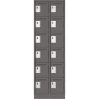 Clean Line Lockerette, 6 -tier, Bank of 2, 24" x 18" x 76", Steel, Charcoal, Rivet (Assembled) EastCoast Offshore Supplies