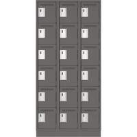 Clean Line Lockerette, 6 -tier, Bank of 3, 36" x 18" x 76", Steel, Charcoal, Rivet (Assembled) EastCoast Offshore Supplies