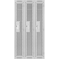 Clean Line Lockers, Bank of 3, 36" x 12" x 72", Steel, Grey, Rivet (Assembled), Perforated EastCoast Offshore Supplies