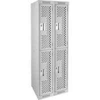 Clean Line Lockers, 2 -tier, Bank of 2, 24" x 12" x 72", Steel, Grey, Rivet (Assembled), Perforated EastCoast Offshore Supplies
