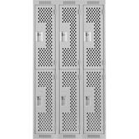 Clean Line Lockers, 2 -tier, Bank of 3, 36" x 12" x 72", Steel, Grey, Rivet (Assembled), Perforated EastCoast Offshore Supplies
