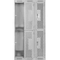 Clean Line Lockers, 2 -tier, Bank of 3, 36" x 12" x 72", Steel, Grey, Rivet (Assembled), Perforated EastCoast Offshore Supplies
