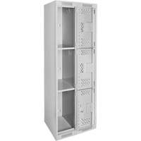 Clean Line Lockers, 3 -tier, Bank of 2, 24" x 12" x 72", Steel, Grey, Rivet (Assembled), Perforated EastCoast Offshore Supplies