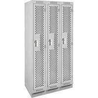 Clean Line Lockers, Bank of 3, 36" x 15" x 76", Steel, Grey, Rivet (Assembled), Perforated EastCoast Offshore Supplies