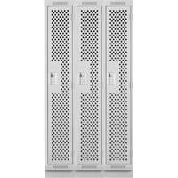 Clean Line Lockers, Bank of 3, 36" x 15" x 76", Steel, Grey, Rivet (Assembled), Perforated EastCoast Offshore Supplies