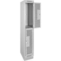 Clean Line Lockers, 2 -tier, 12" x 18" x 76", Steel, Grey, Rivet (Assembled), Perforated EastCoast Offshore Supplies