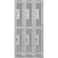 Clean Line Lockers, 2 -tier, Bank of 3, 36" x 12" x 76", Steel, Grey, Rivet (Assembled), Perforated EastCoast Offshore Supplies