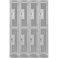 Clean Line Lockers, 2 -tier, Bank of 4, 48" x 12" x 76", Steel, Grey, Rivet (Assembled), Perforated EastCoast Offshore Supplies