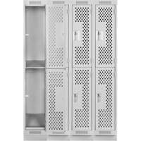 Clean Line Lockers, 2 -tier, Bank of 4, 48" x 12" x 76", Steel, Grey, Rivet (Assembled), Perforated EastCoast Offshore Supplies