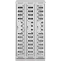 Clean Line Lockers, Bank of 3, 36" x 18" x 82", Steel, Grey, Rivet (Assembled), Perforated EastCoast Offshore Supplies