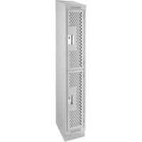 Clean Line Lockers, 2 -tier, 12" x 12" x 82", Steel, Grey, Rivet (Assembled), Perforated EastCoast Offshore Supplies