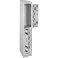 Clean Line Lockers, 2 -tier, 12" x 12" x 82", Steel, Grey, Rivet (Assembled), Perforated EastCoast Offshore Supplies