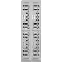 Clean Line Lockers, 2 -tier, Bank of 2, 24" x 18" x 82", Steel, Grey, Rivet (Assembled), Perforated EastCoast Offshore Supplies
