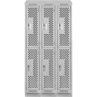 Clean Line Lockers, 2 -tier, Bank of 3, 36" x 12" x 82", Steel, Grey, Rivet (Assembled), Perforated EastCoast Offshore Supplies