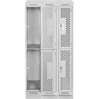 Clean Line Lockers, 2 -tier, Bank of 3, 36" x 12" x 82", Steel, Grey, Rivet (Assembled), Perforated EastCoast Offshore Supplies