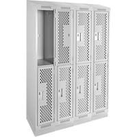 Clean Line Lockers, 2 -tier, Bank of 4, 48" x 12" x 82", Steel, Grey, Rivet (Assembled), Perforated EastCoast Offshore Supplies