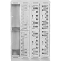 Clean Line Lockers, 2 -tier, Bank of 4, 48" x 12" x 82", Steel, Grey, Rivet (Assembled), Perforated EastCoast Offshore Supplies