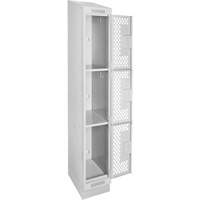 Clean Line Lockers, 3 -tier, 12" x 18" x 82", Steel, Grey, Rivet (Assembled), Perforated EastCoast Offshore Supplies