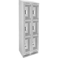 Clean Line Lockers, 3 -tier, Bank of 2, 24" x 18" x 82", Steel, Grey, Rivet (Assembled), Perforated EastCoast Offshore Supplies