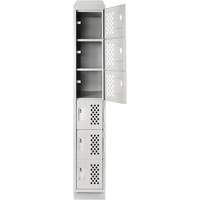 Assembled Lockerettes Clean Line Perforated Economy Lockers, 6 -tier, 18" x 72" x 12", Steel EastCoast Offshore Supplies