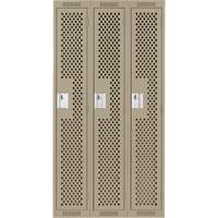 Clean Line Lockers, Bank of 3, 36" x 12" x 72", Steel, Beige, Rivet (Assembled), Perforated EastCoast Offshore Supplies
