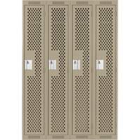 Clean Line Lockers, Bank of 4, 48" x 15" x 72", Steel, Beige, Rivet (Assembled), Perforated EastCoast Offshore Supplies