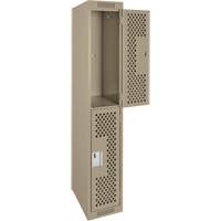 Clean Line Lockers, 2 -tier, 12" x 12" x 72", Steel, Beige, Rivet (Assembled), Perforated EastCoast Offshore Supplies