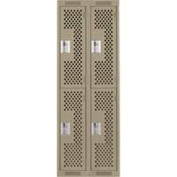 Clean Line Lockers, 2 -tier, Bank of 2, 24" x 12" x 72", Steel, Beige, Rivet (Assembled), Perforated EastCoast Offshore Supplies