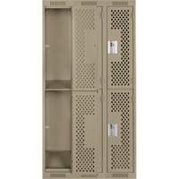 Clean Line Lockers, 2 -tier, Bank of 3, 36" x 12" x 72", Steel, Beige, Rivet (Assembled), Perforated EastCoast Offshore Supplies