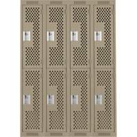 Clean Line Lockers, 2 -tier, Bank of 4, 48" x 12" x 72", Steel, Beige, Rivet (Assembled), Perforated EastCoast Offshore Supplies