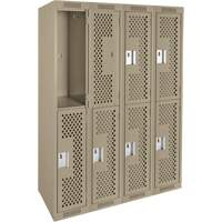 Clean Line Lockers, 2 -tier, Bank of 4, 48" x 12" x 72", Steel, Beige, Rivet (Assembled), Perforated EastCoast Offshore Supplies