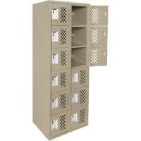 Assembled Lockerettes Clean Line Perforated Economy Lockers, 6 -tier, Bank of 2, 18" x 72" x 12", Steel EastCoast Offshore Supplies