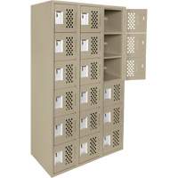 Assembled Lockerettes Clean Line Perforated Economy Lockers, 6 -tier, Bank of 3, 18" x 72" x 12", Steel EastCoast Offshore Supplies