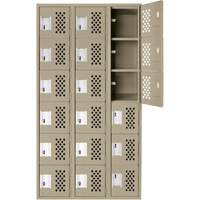 Assembled Lockerettes Clean Line Perforated Economy Lockers, 6 -tier, Bank of 3, 18" x 72" x 12", Steel EastCoast Offshore Supplies