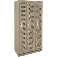 Clean Line Lockers, Bank of 3, 36" x 15" x 76", Steel, Beige, Rivet (Assembled), Perforated EastCoast Offshore Supplies