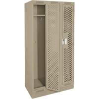 Clean Line Lockers, Bank of 3, 36" x 15" x 76", Steel, Beige, Rivet (Assembled), Perforated EastCoast Offshore Supplies