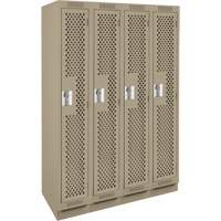 Clean Line Lockers, Bank of 4, 48" x 15" x 76", Steel, Beige, Rivet (Assembled), Perforated EastCoast Offshore Supplies