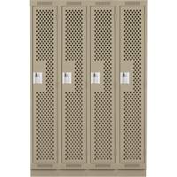 Clean Line Lockers, Bank of 4, 48" x 15" x 76", Steel, Beige, Rivet (Assembled), Perforated EastCoast Offshore Supplies