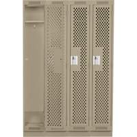 Clean Line Lockers, Bank of 4, 48" x 15" x 76", Steel, Beige, Rivet (Assembled), Perforated EastCoast Offshore Supplies