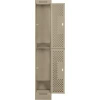 Clean Line Lockers, 2 -tier, 12" x 12" x 76", Steel, Beige, Rivet (Assembled), Perforated EastCoast Offshore Supplies