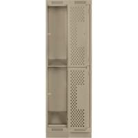 Clean Line Lockers, 2 -tier, Bank of 2, 24" x 12" x 76", Steel, Beige, Rivet (Assembled), Perforated EastCoast Offshore Supplies