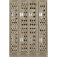 Clean Line Lockers, 2 -tier, Bank of 4, 48" x 12" x 76", Steel, Beige, Rivet (Assembled), Perforated EastCoast Offshore Supplies