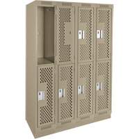 Clean Line Lockers, 2 -tier, Bank of 4, 48" x 12" x 76", Steel, Beige, Rivet (Assembled), Perforated EastCoast Offshore Supplies