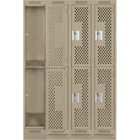 Clean Line Lockers, 2 -tier, Bank of 4, 48" x 12" x 76", Steel, Beige, Rivet (Assembled), Perforated EastCoast Offshore Supplies