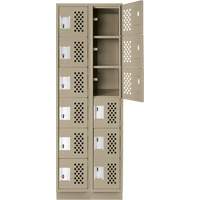 Assembled Lockerettes Clean Line Perforated Economy Lockers, 6 -tier, Bank of 2, 18" x 72" x 12", Steel EastCoast Offshore Supplies
